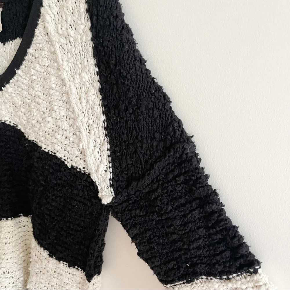 Free People Songbird Striped V-Neck Sweater